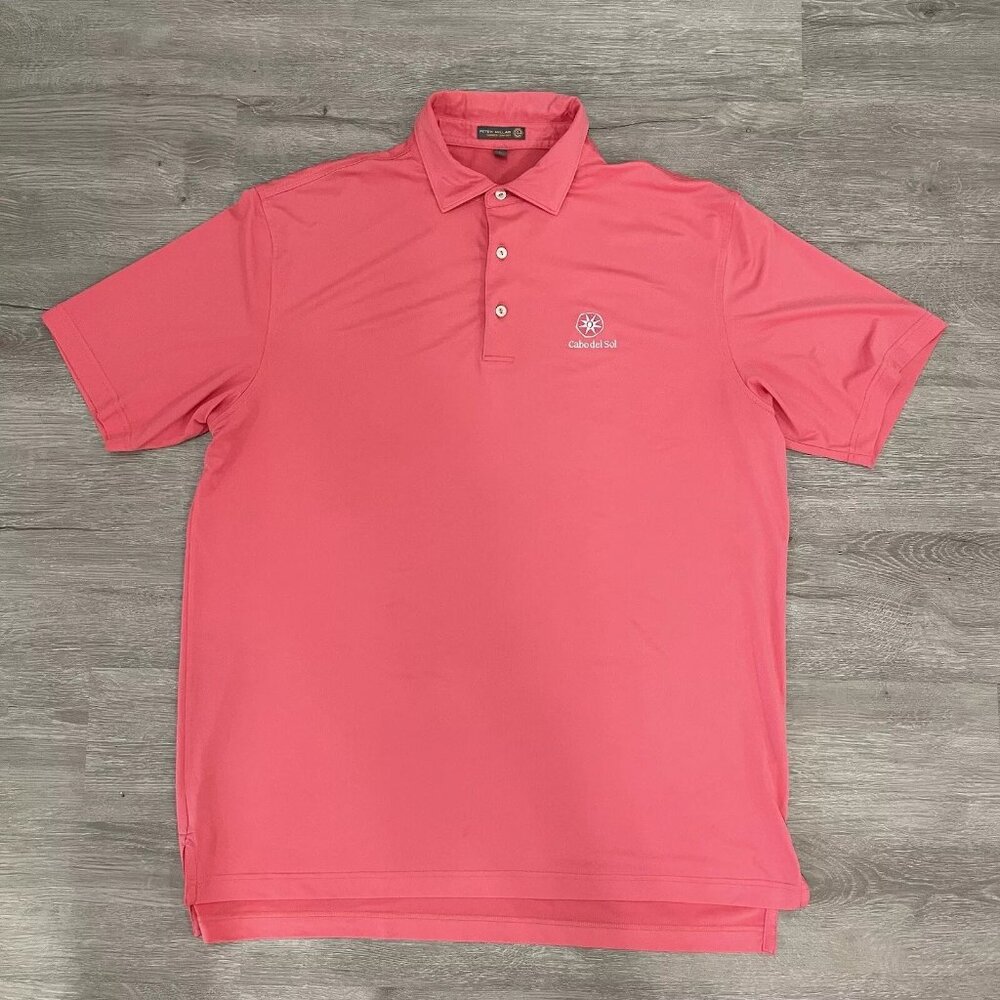 Peter Millar Summer Comfort Cabo del Sol Golf Polo Shirt Pink Size L